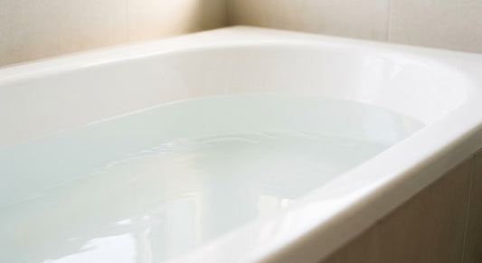 Clean, lukewarm bathwater prepared for an eczema and TSW mineral bath soak